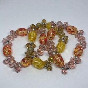 𝅺Bundle lot 3 fun stretchy confetti and crystal beads bracelets layering stack